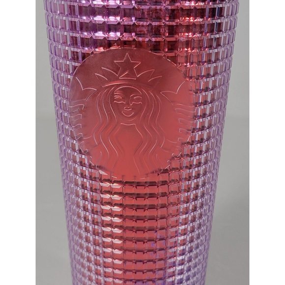 Starbucks Pink Purple Iridescent Grid Venti 24 oz. Cold Tumbler No straw/lid NWT - Picture 3 of 9